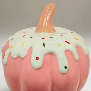 Pink Ceramic Pumpkin with Sprinkles and Icing -Halloween Decor